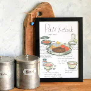 Pan Kebab Framed Illustration